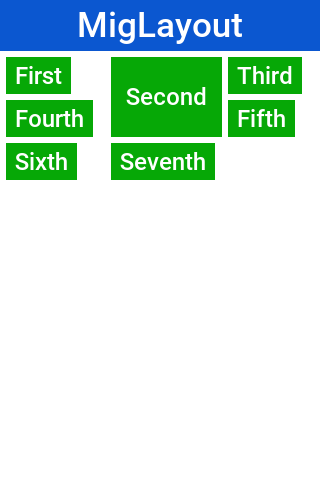 MiG layout sample ported to Codename One